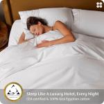 Bedsure 100% Giza Egyptian Cotton Sheets King Size - CEA Certified Silky Luxury Hotel Sheets 18 Inches Deep Pocket with Corner Straps, PureWoven Soft & Beathable Sateen Weave Bedsheets (White, King)