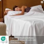 Bedsure 100% Giza Egyptian Cotton Sheets King Size - CEA Certified Silky Luxury Hotel Sheets 18 Inches Deep Pocket with Corner Straps, PureWoven Soft & Beathable Sateen Weave Bedsheets (White, King)