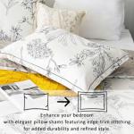LEMIROE 100% Cotton Duvet Cover King Size,Vintage Design with Luxrious Black Sketched Flowers & Leaves on Cream,Reversible Taupe Bed Sets 3Pcs,Button Closure