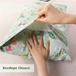 URBONUR 100% Cotton Pillowcases Set of 2 Queen Size Floral Printed Butterfly Pillow Cases Soft Breathable Cooling Pillowcase Decorative Pillow Cover (Queen, 20x30 Inches, Green Flowers)