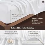 Bedsure 100% Giza Egyptian Cotton Sheets King Size - CEA Certified Silky Luxury Hotel Sheets 18 Inches Deep Pocket with Corner Straps, PureWoven Soft & Beathable Sateen Weave Bedsheets (White, King)