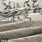 LEMIROE 100% Cotton Duvet Cover King Size,Vintage Design with Luxrious Black Sketched Flowers & Leaves on Cream,Reversible Taupe Bed Sets 3Pcs,Button Closure