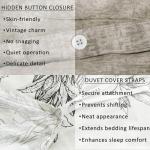LEMIROE 100% Cotton Duvet Cover King Size,Vintage Design with Luxrious Black Sketched Flowers & Leaves on Cream,Reversible Taupe Bed Sets 3Pcs,Button Closure