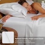 Bedsure 100% Giza Egyptian Cotton Sheets King Size - CEA Certified Silky Luxury Hotel Sheets 18 Inches Deep Pocket with Corner Straps, PureWoven Soft & Beathable Sateen Weave Bedsheets (White, King)