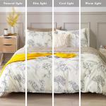 LEMIROE 100% Cotton Duvet Cover King Size,Vintage Design with Luxrious Black Sketched Flowers & Leaves on Cream,Reversible Taupe Bed Sets 3Pcs,Button Closure