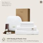 Bedsure 100% Giza Egyptian Cotton Sheets King Size - CEA Certified Silky Luxury Hotel Sheets 18 Inches Deep Pocket with Corner Straps, PureWoven Soft & Beathable Sateen Weave Bedsheets (White, King)