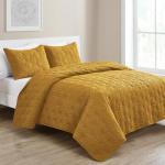 VCNY Home Kaleidoscope Pattern 3 Piece Quilt Set, Full Queen, Gold