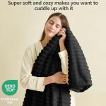 HIMEET Black Ribbed Throw Blanket for Couch - 300GSM Lightweight Soft Fleece Blanket for Women Men, Cozy Blankets for Mothers Gifts, Striped Spring Home Room Decor, Black, 50x60 Inches