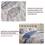 Joyreap 3 Pieces Microfiber Quilt Set, Botanical Blue Leaves on Light Gray Reversible Design, Bedspread Bed Cover for All Season, 1 Quilt and 2 Pillow Shams (Full/Queen, 90x90 inches)