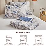 Joyreap 3 Pieces Microfiber Quilt Set, Botanical Blue Leaves on Light Gray Reversible Design, Bedspread Bed Cover for All Season, 1 Quilt and 2 Pillow Shams (Full/Queen, 90x90 inches)