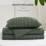 Bedsure 100% Cotton Quilt Set - Queen Size Bedspread, Lightweight Soft Bed Coverlet, PureWoven, 3-Piece Cozy Stitching Quilt Set with 2 Pillow Shams in Geometric Pattern, 90x96, Olive Green