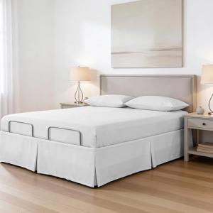 Bed Maker’s Never Lift Your Mattress Bed Skirt for Adjustable Beds, Split Corners, 15 Inch Drop Length, King, White