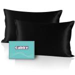 Gabire Mulberry Silk Pillow Cases Set of 2, Both Sides Real Silk Pillowcase for Hair and Skin Prevent Acne Pillowcase Organic Silk Pillowcase 2 Pack with Hidden Zipper, Black, Standard (20"×26")