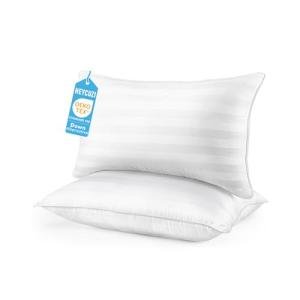 HEYCUZI Queen Size Bed Pillows Set of 2 - Breathable Premium Down Alternative Pillows for Side, Back, and Stomach Sleepers Fluffy Hotel Quality Soft Microfiber Fill Skin-Friendly