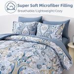 Drucon Blue Paisley Comforter Set Queen, 7 Pieces Bed in a Bag Boho Comforter Soft Microfiber Blue Paisley Bedding(1 Comforter, 1 Flat Sheet, 1 Fitted Sheet, 2 Pillow Shams, 2 Pillowcases)