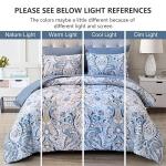 Drucon Blue Paisley Comforter Set Queen, 7 Pieces Bed in a Bag Boho Comforter Soft Microfiber Blue Paisley Bedding(1 Comforter, 1 Flat Sheet, 1 Fitted Sheet, 2 Pillow Shams, 2 Pillowcases)