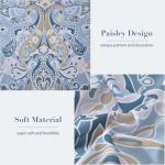Drucon Blue Paisley Comforter Set Queen, 7 Pieces Bed in a Bag Boho Comforter Soft Microfiber Blue Paisley Bedding(1 Comforter, 1 Flat Sheet, 1 Fitted Sheet, 2 Pillow Shams, 2 Pillowcases)