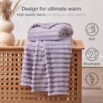 EXQ Home Fleece Throw Blanket for Couch or Bed - 3D Stripe Jacquard Decorative Blankets - Cozy Soft Lightweight Fuzzy Flannel Blanket Suitable for All Seasons(50"×60",Light Purple)