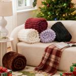 EXQ Home Fleece Throw Blanket for Couch or Bed - 3D Stripe Jacquard Decorative Blankets - Cozy Soft Lightweight Fuzzy Flannel Blanket Suitable for All Seasons(50"×60",Light Purple)