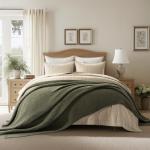 EVERGRACEHOME Chunky Chenille Knit Throw Blanket for Couch, Soft Luxurious Oversized King Moss Stitch Blanket for Bed, Large Cozy Farmhouse Knitted Throw for Sofa, Olive Green, 92" x 108"