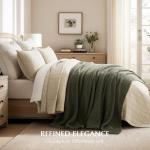 EVERGRACEHOME Chunky Chenille Knit Throw Blanket for Couch, Soft Luxurious Oversized King Moss Stitch Blanket for Bed, Large Cozy Farmhouse Knitted Throw for Sofa, Olive Green, 92" x 108"