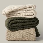 EVERGRACEHOME Chunky Chenille Knit Throw Blanket for Couch, Soft Luxurious Oversized King Moss Stitch Blanket for Bed, Large Cozy Farmhouse Knitted Throw for Sofa, Olive Green, 92" x 108"