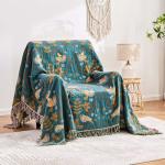 XIBLC Boho Throw Blanket, 100% Cotton Ultra Soft Luxury Fall Throw Rustic Quilt, 50"x60" Floral Printed Farmhouse Decor Bed Summer Blankets, All Season Rustic Reversible Bohemian Throw for Bed