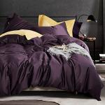 EAVD Solid Color Dark Purple Duvet Cover Queen Soft 100% Cotton Purple Bedding with 2 Button Pillowcases Luxury Modern Style Purple Comforter Set with Zipper Closure(NO Comforter)