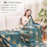 XIBLC Boho Throw Blanket, 100% Cotton Ultra Soft Luxury Fall Throw Rustic Quilt, 50"x60" Floral Printed Farmhouse Decor Bed Summer Blankets, All Season Rustic Reversible Bohemian Throw for Bed