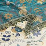 XIBLC Boho Throw Blanket, 100% Cotton Ultra Soft Luxury Fall Throw Rustic Quilt, 50"x60" Floral Printed Farmhouse Decor Bed Summer Blankets, All Season Rustic Reversible Bohemian Throw for Bed