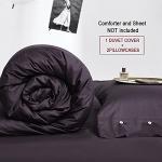 EAVD Solid Color Dark Purple Duvet Cover Queen Soft 100% Cotton Purple Bedding with 2 Button Pillowcases Luxury Modern Style Purple Comforter Set with Zipper Closure(NO Comforter)