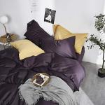 EAVD Solid Color Dark Purple Duvet Cover Queen Soft 100% Cotton Purple Bedding with 2 Button Pillowcases Luxury Modern Style Purple Comforter Set with Zipper Closure(NO Comforter)