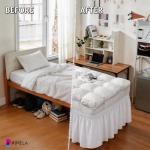 RIMELA Twin XL Dorm Bed Skirt - 32 Inch Drop, Easy Install Wrap Around Elastic Dust Ruffle, White Silky Solid Fabric Machine Washable, Bedroom Decor