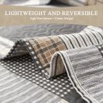 Ycosy Plaid Quilt Set Queen Size Lightweight Bedspread Set Grey Brown White Patchwork Quilts Reversible Coverlet with 2 Pillow Shams Soft Microfibers for All Season