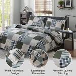 Jessy Home Bedspread Set King Size Quilt Set Bedding Lightweight Bedspread Plaid Patchwork Bedding Reversible Quilt Stripe Line Style Mens Quilts Coverlet Soft Breathable Bedspread King Bed