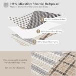Ycosy Plaid Quilt Set Queen Size Lightweight Bedspread Set Grey Brown White Patchwork Quilts Reversible Coverlet with 2 Pillow Shams Soft Microfibers for All Season