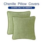 CaliTime Decorative Couch Throw Pillow Covers 18 X 18 Inches Pack of 2 Cozy Chenille Piping Edge Cushion Cases for Sofa Bed Living Room Home Sage Green