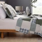 Jessy Home Bedspread Set King Size Quilt Set Bedding Lightweight Bedspread Plaid Patchwork Bedding Reversible Quilt Stripe Line Style Mens Quilts Coverlet Soft Breathable Bedspread King Bed