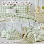 Joyreap 3pcs Ruffle Quilt Set Queen, Sage Green Gingham Plaid Ruffled Design, Soft Cozy Microfiber Farmhouse Bedspread Coverlet for All Season- 90x90 inches