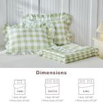Joyreap 3pcs Ruffle Quilt Set Queen, Sage Green Gingham Plaid Ruffled Design, Soft Cozy Microfiber Farmhouse Bedspread Coverlet for All Season- 90x90 inches