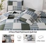 Jessy Home Bedspread Set King Size Quilt Set Bedding Lightweight Bedspread Plaid Patchwork Bedding Reversible Quilt Stripe Line Style Mens Quilts Coverlet Soft Breathable Bedspread King Bed