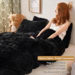 XeGe Plush Shaggy Duvet Cover Luxury Ultra Soft Crystal Velvet Bedding 1PC(1 Faux Fur Duvet Cover),Zipper Closure (Queen, Black)