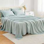 EMME Queen Comforter Set - 7-Piece Bed in a Bag for All Seaon, Ultra Soft Bedding Set with Comforter, Flat Sheet, Fitted Sheet, Pillowcase, Pillow Sham (Aqua Blue, Full/Queen)