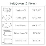 EMME Queen Comforter Set - 7-Piece Bed in a Bag for All Seaon, Ultra Soft Bedding Set with Comforter, Flat Sheet, Fitted Sheet, Pillowcase, Pillow Sham (Aqua Blue, Full/Queen)