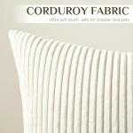 Softalker Throw Pillow Covers 18 x 18, Set of 2 - Cream Decorative Soft Corduroy Striped Boho Throw Pillow Covers, Modern Home Cushion Pillow Cases for Farmhouse Decor, Couch, Sofa, Bed & Living Room