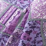 NEWLAKE Cotton Bedspread Quilt Sets-Reversible Patchwork Coverlet Set, Purple Classic Bohemian Pattern,Queen Size