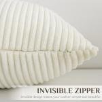 Softalker Throw Pillow Covers 18 x 18, Set of 2 - Cream Decorative Soft Corduroy Striped Boho Throw Pillow Covers, Modern Home Cushion Pillow Cases for Farmhouse Decor, Couch, Sofa, Bed & Living Room