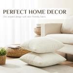 Softalker Throw Pillow Covers 18 x 18, Set of 2 - Cream Decorative Soft Corduroy Striped Boho Throw Pillow Covers, Modern Home Cushion Pillow Cases for Farmhouse Decor, Couch, Sofa, Bed & Living Room