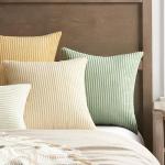 Softalker Throw Pillow Covers 18 x 18, Set of 2 - Cream Decorative Soft Corduroy Striped Boho Throw Pillow Covers, Modern Home Cushion Pillow Cases for Farmhouse Decor, Couch, Sofa, Bed & Living Room