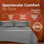 TEXAS LINEN CO. 100% Egyptian Cotton Sheets - 600 Thread Count 4 PC King Size Sheet Set, Soft, Cooling, High Thread Count Sateen Weave, Extra Long Staple Luxury Bedding, 16 in Deep Pocket - Dark Grey